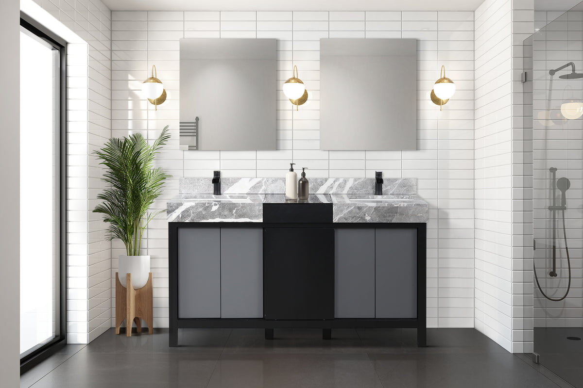 Lexora Zilara 60 in. Black and Grey Double Sink Bath Vanity