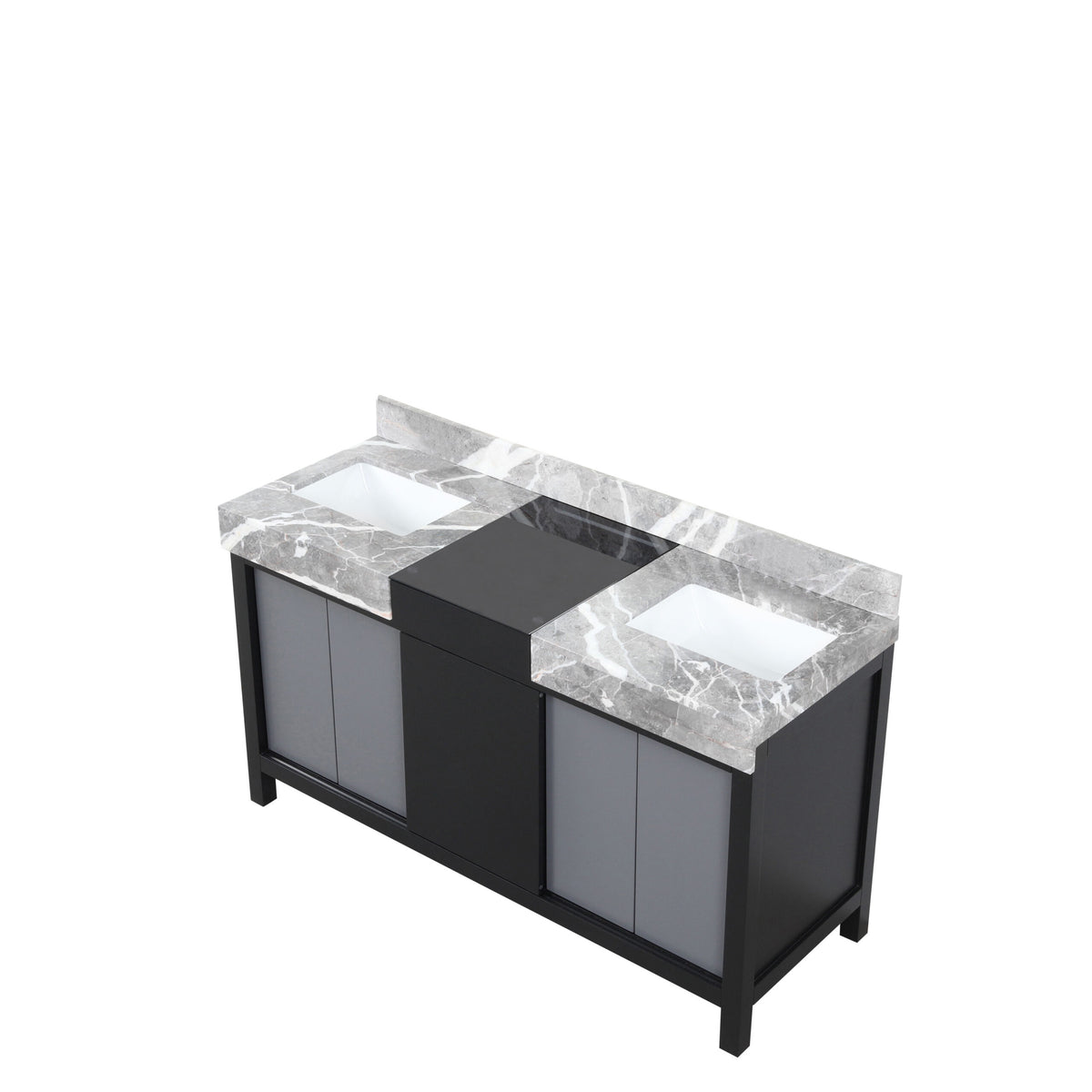 Lexora Zilara 60 in. Black and Grey Double Sink Bath Vanity