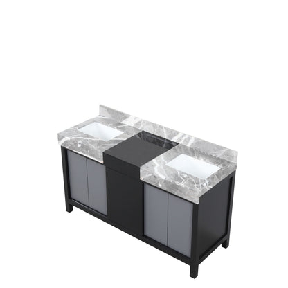 Lexora Zilara 60 in. Black and Grey Double Sink Bath Vanity