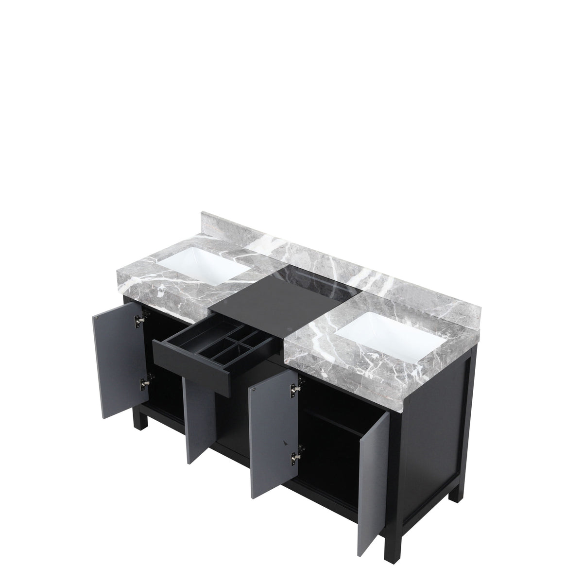 Lexora Zilara 60 in. Black and Grey Double Sink Bath Vanity
