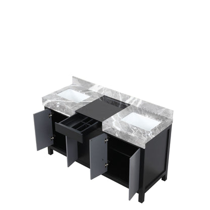 Lexora Zilara 60 in. Black and Grey Double Sink Bath Vanity