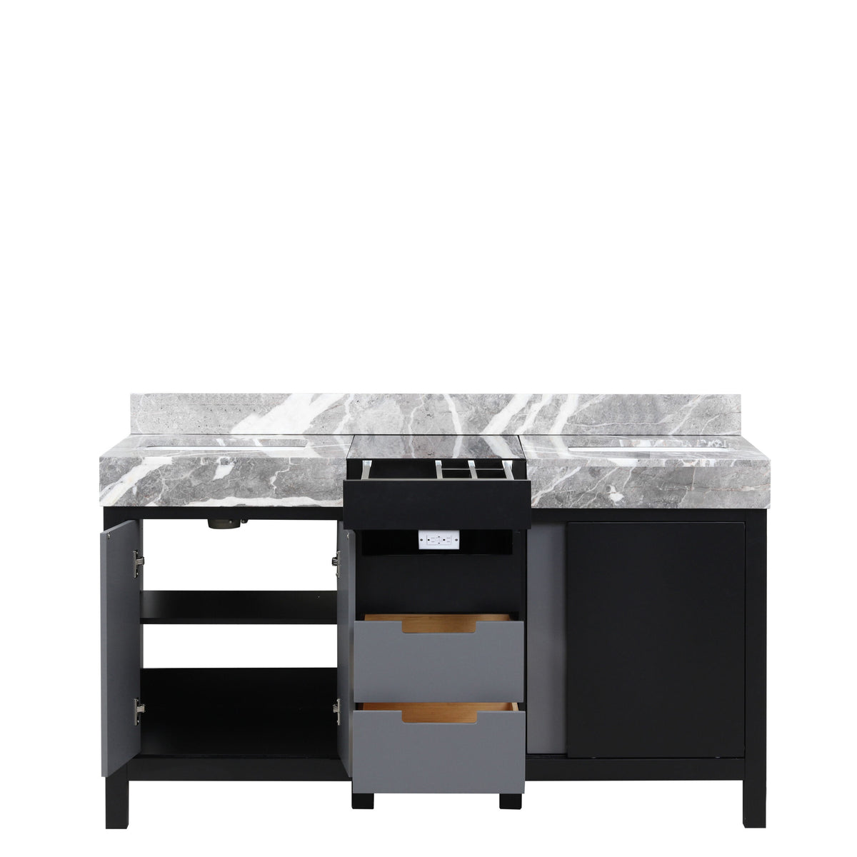 Lexora Zilara 60 in. Black and Grey Double Sink Bath Vanity