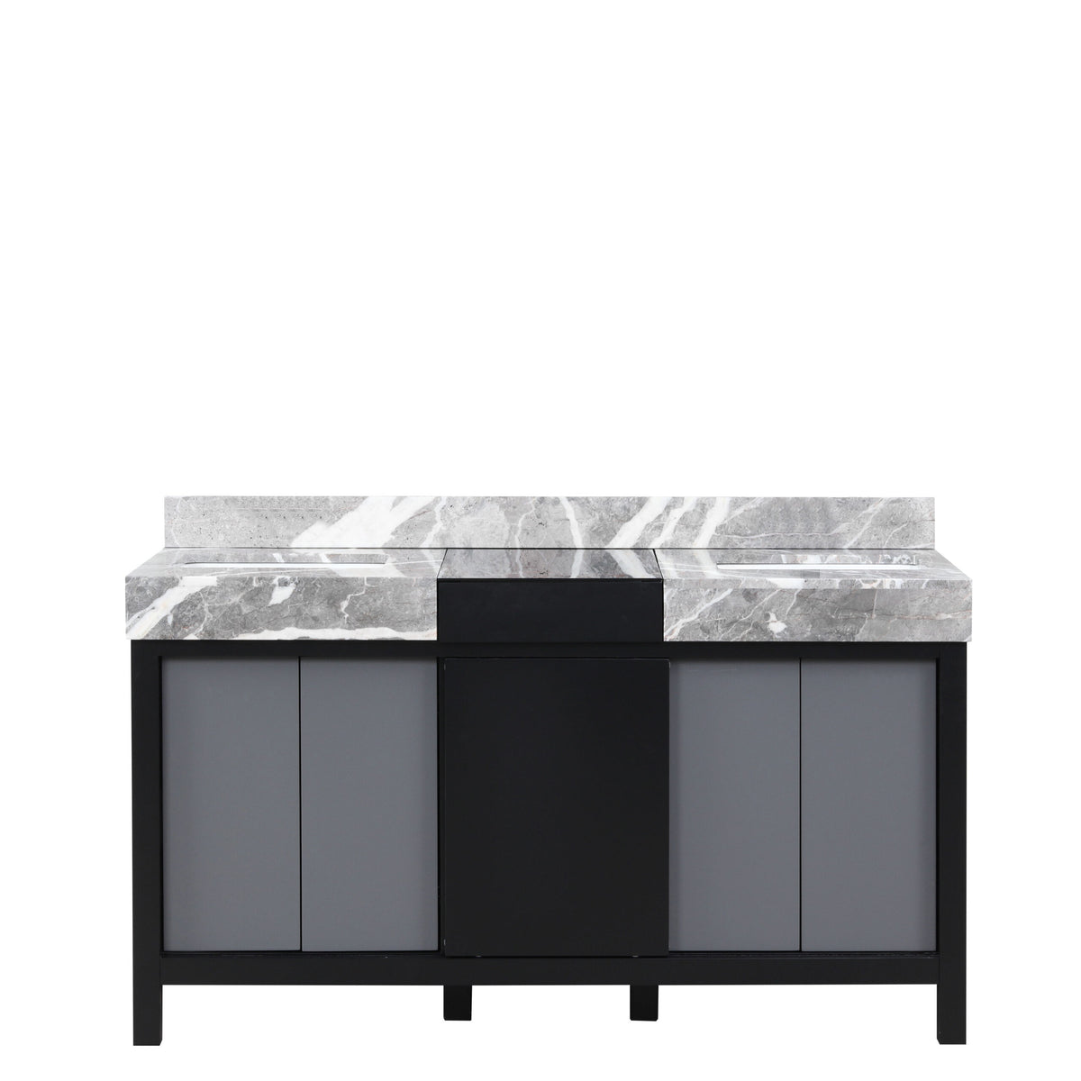 Lexora Zilara 60 in. Black and Grey Double Sink Bath Vanity