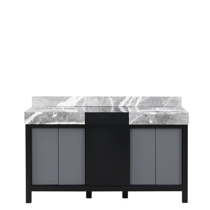 Lexora Zilara 60 in. Black and Grey Double Sink Bath Vanity