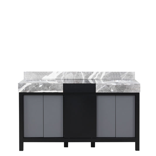 Lexora Zilara 60 in. Black and Grey Double Sink Bath Vanity