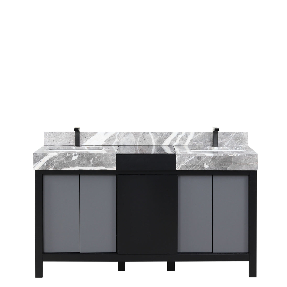 Lexora Zilara 60 in. Black and Grey Double Sink Bath Vanity