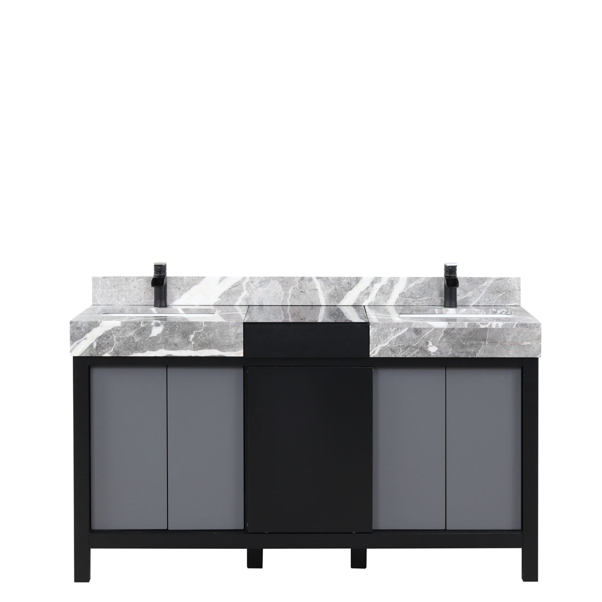 Lexora Zilara 60 in. Black and Grey Double Sink Bath Vanity