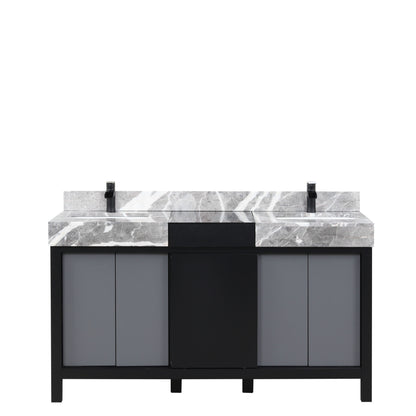 Lexora Zilara 60 in. Black and Grey Double Sink Bath Vanity