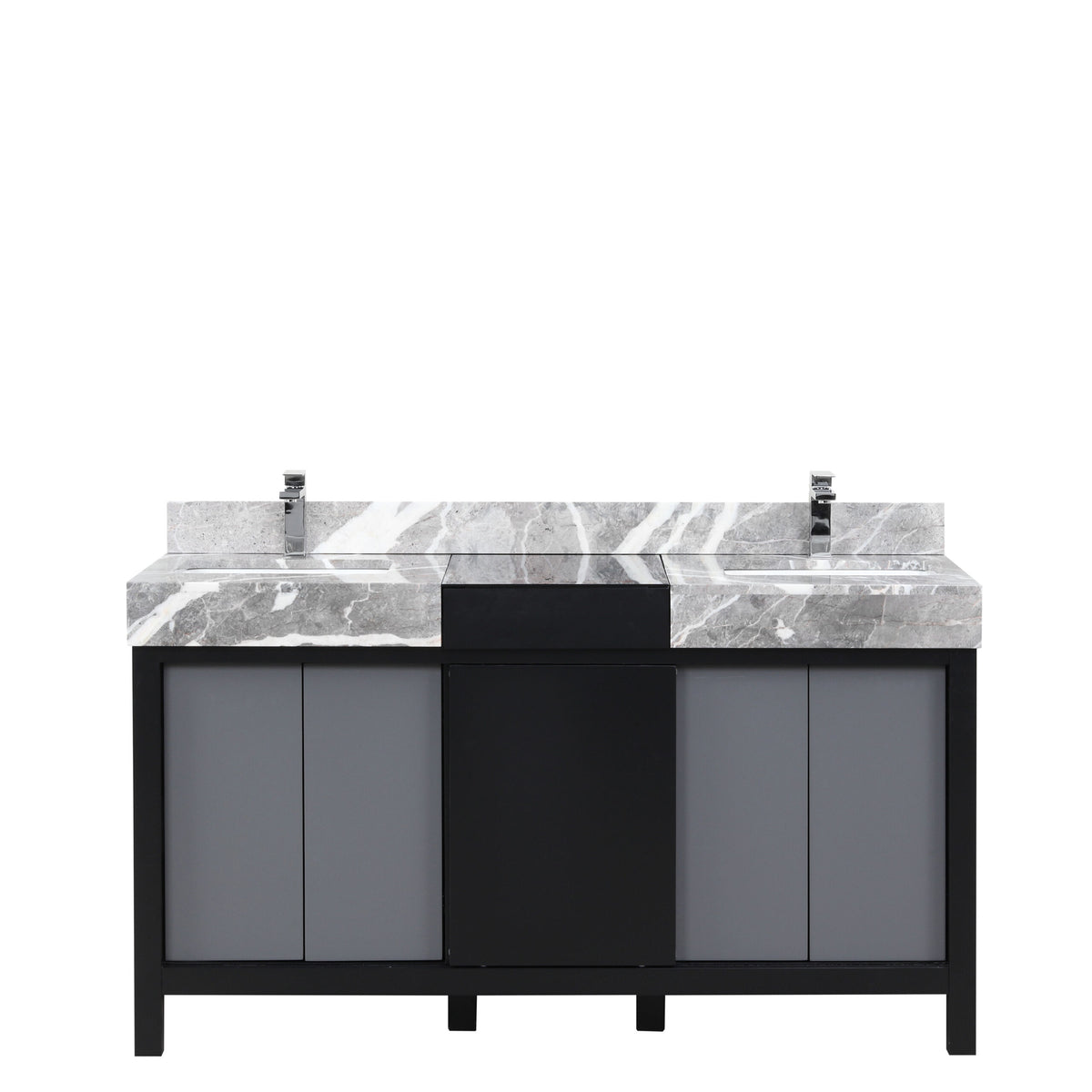Lexora Zilara 60 in. Black and Grey Double Sink Bath Vanity