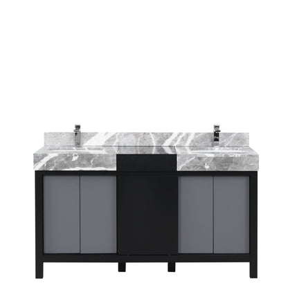 Lexora Zilara 60 in. Black and Grey Double Sink Bath Vanity