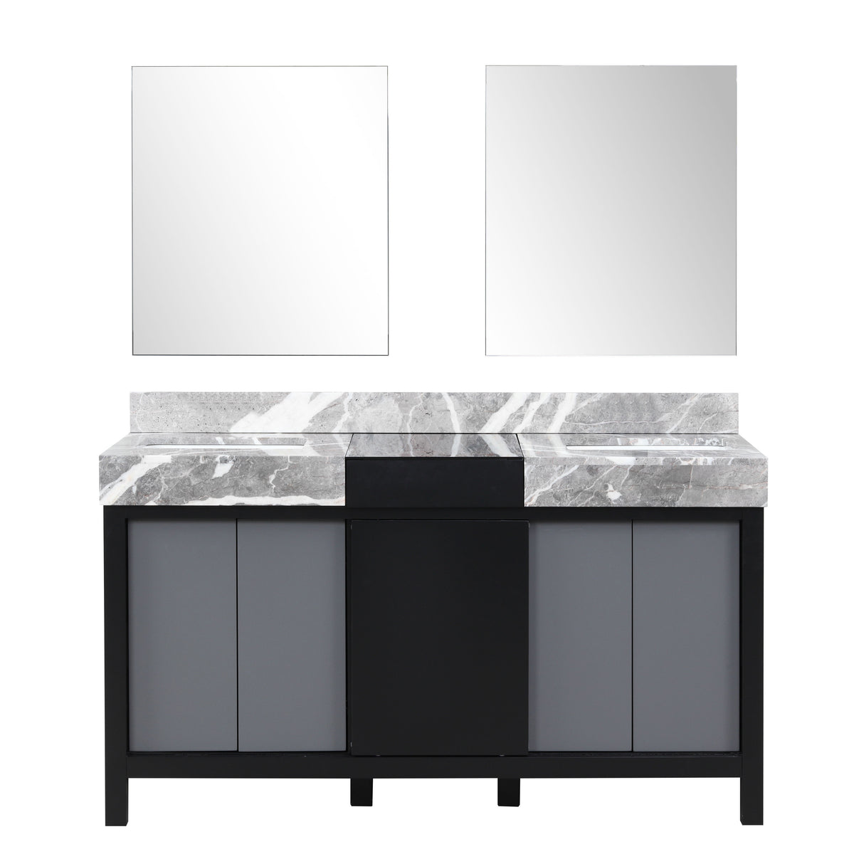 Lexora Zilara 60 in. Black and Grey Double Sink Bath Vanity