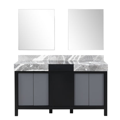 Lexora Zilara 60 in. Black and Grey Double Sink Bath Vanity
