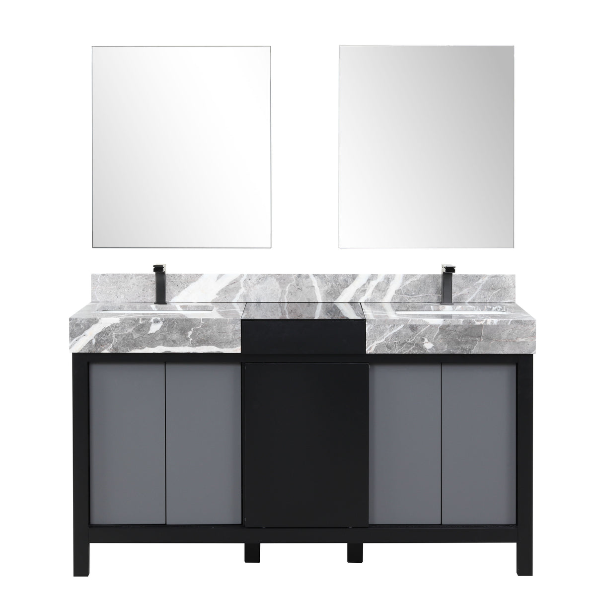 Lexora Zilara 60 in. Black and Grey Double Sink Bath Vanity