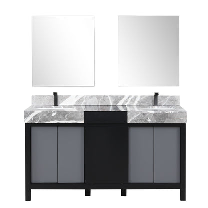 Lexora Zilara 60 in. Black and Grey Double Sink Bath Vanity