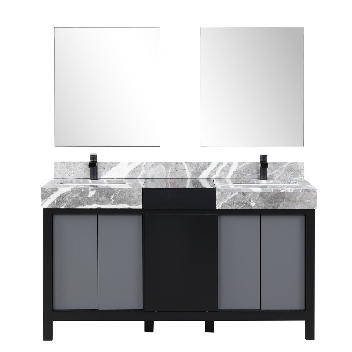 Lexora Zilara 60 in. Black and Grey Double Sink Bath Vanity