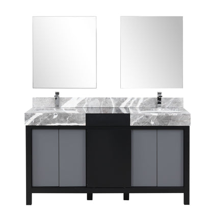 Lexora Zilara 60 in. Black and Grey Double Sink Bath Vanity