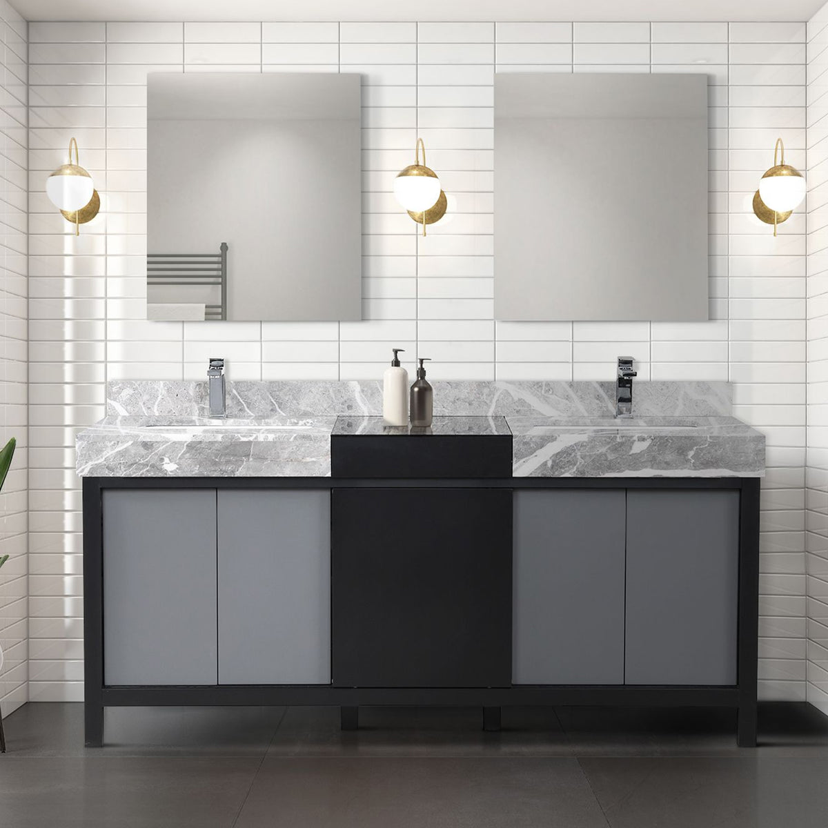 Lexora Zilara 72 in. Black and Grey Double Sink Bath Vanity