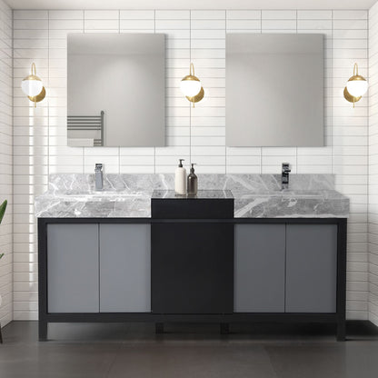 Lexora Zilara 72 in. Black and Grey Double Sink Bath Vanity
