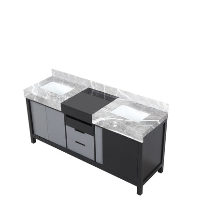 Lexora Zilara 72 in. Black and Grey Double Sink Bath Vanity