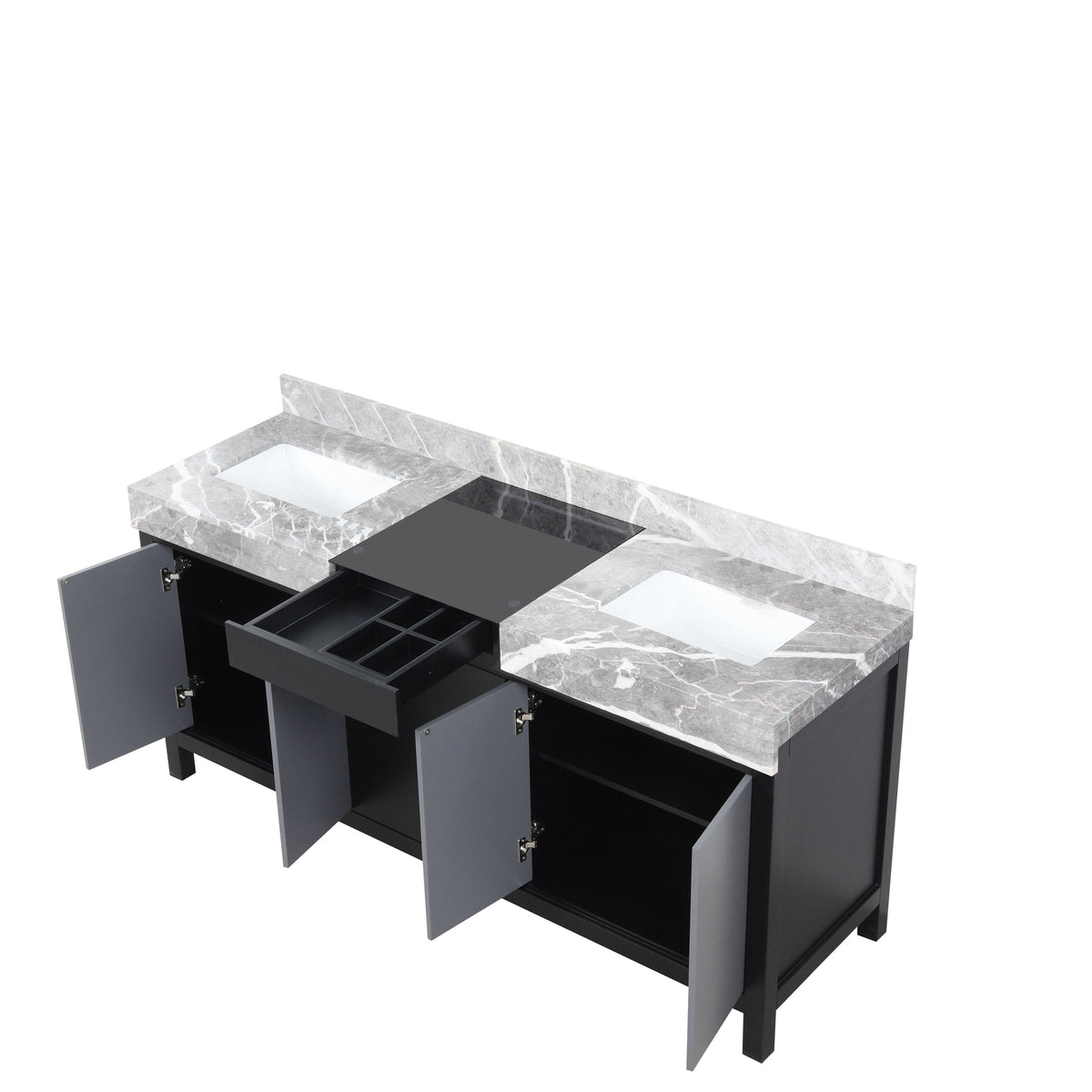 Lexora Zilara 72 in. Black and Grey Double Sink Bath Vanity