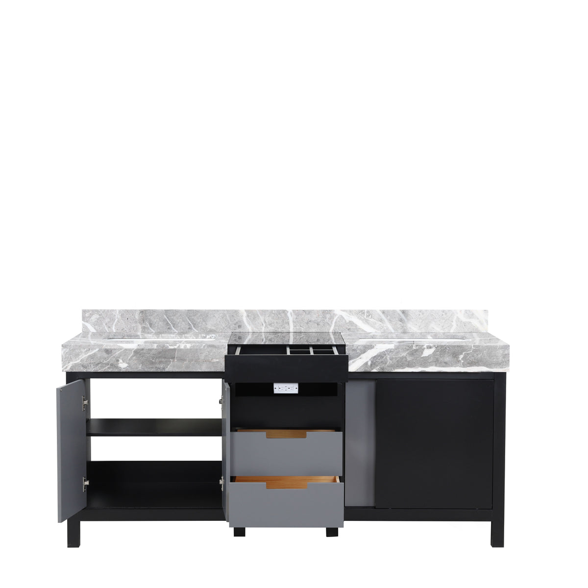 Lexora Zilara 72 in. Black and Grey Double Sink Bath Vanity