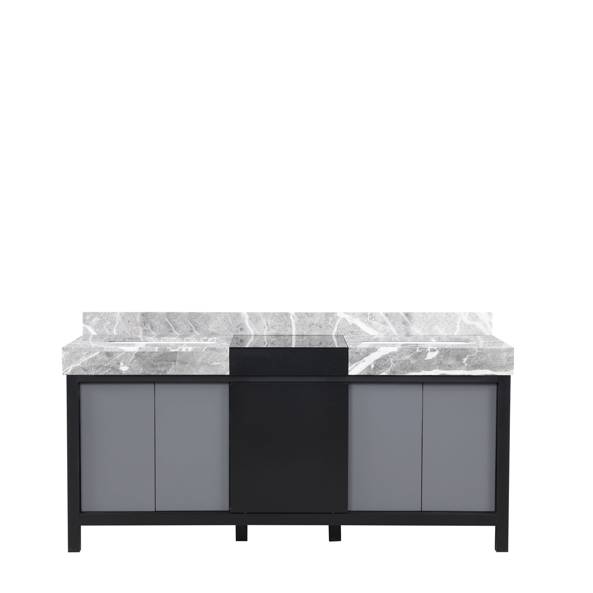 Lexora Zilara 72 in. Black and Grey Double Sink Bath Vanity