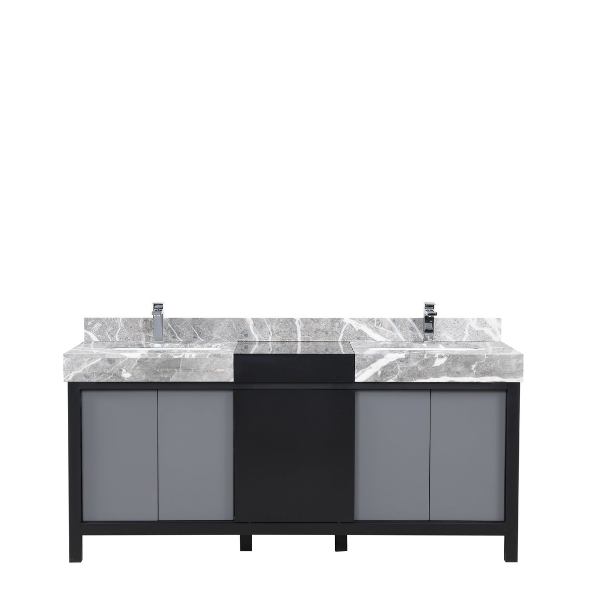 Lexora Zilara 72 in. Black and Grey Double Sink Bath Vanity