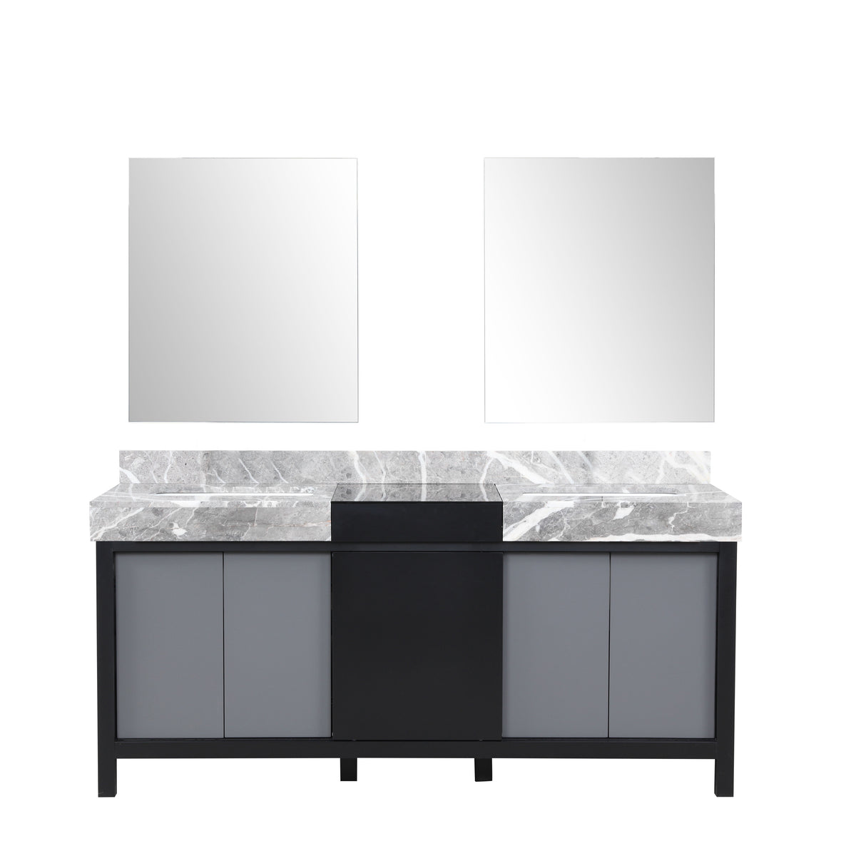 Lexora Zilara 72 in. Black and Grey Double Sink Bath Vanity