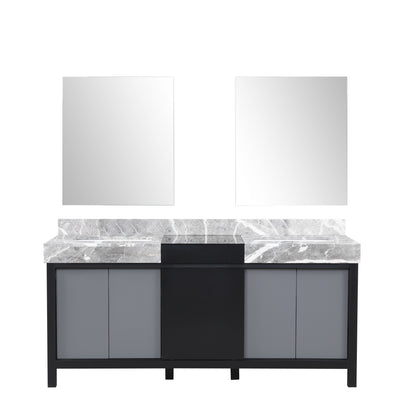 Lexora Zilara 72 in. Black and Grey Double Sink Bath Vanity