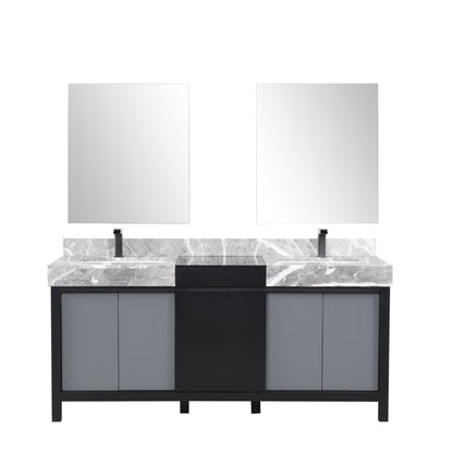 Lexora Zilara 72 in. Black and Grey Double Sink Bath Vanity