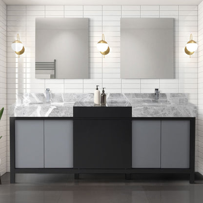 Lexora Zilara 80 in. Black and Grey Double Sink Bath Vanity