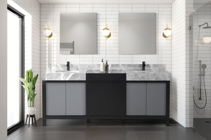 Lexora Zilara 80 in. Black and Grey Double Sink Bath Vanity