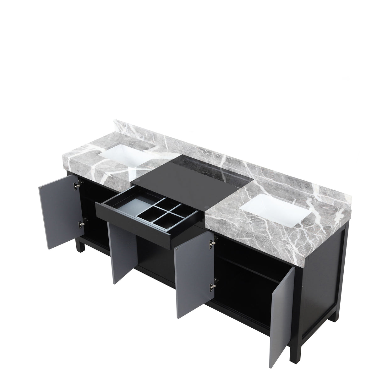 Lexora Zilara 80 in. Black and Grey Double Sink Bath Vanity