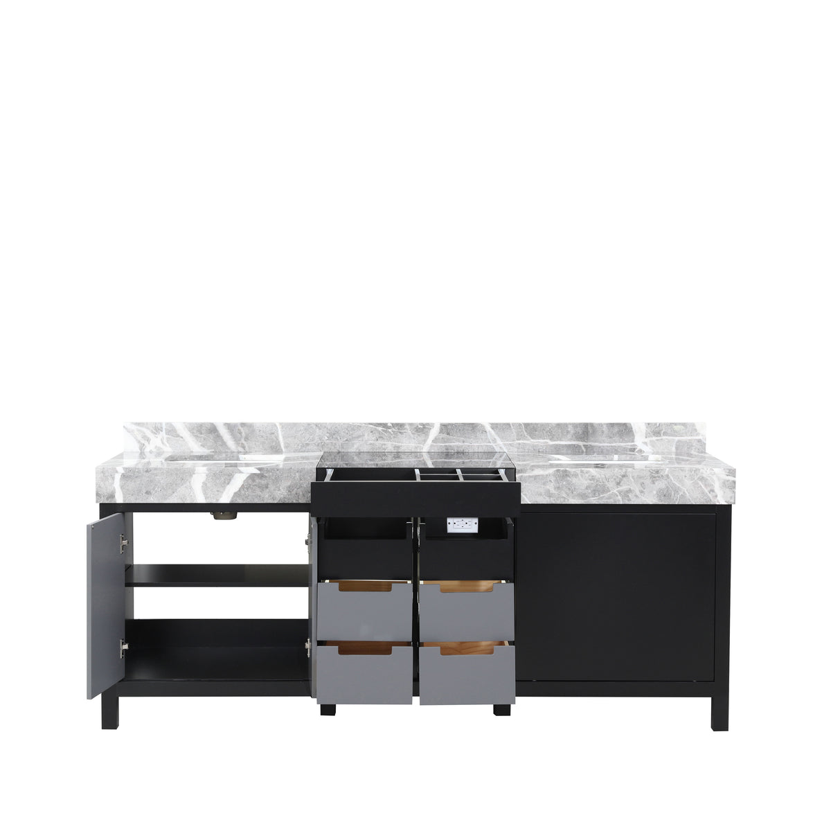 Lexora Zilara 80 in. Black and Grey Double Sink Bath Vanity