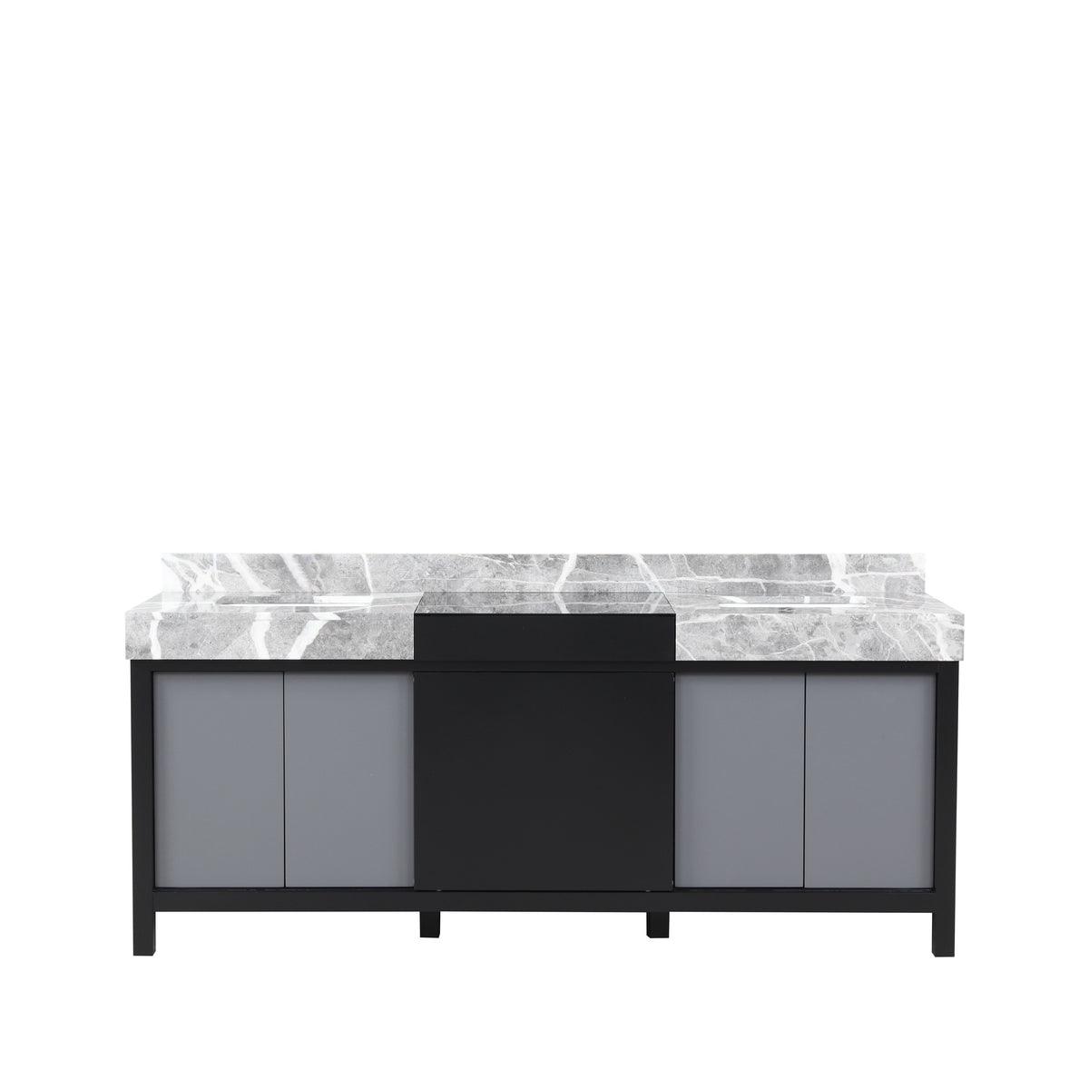 Lexora Zilara 80 in. Black and Grey Double Sink Bath Vanity