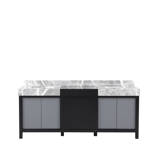 Lexora Zilara 80 in. Black and Grey Double Sink Bath Vanity