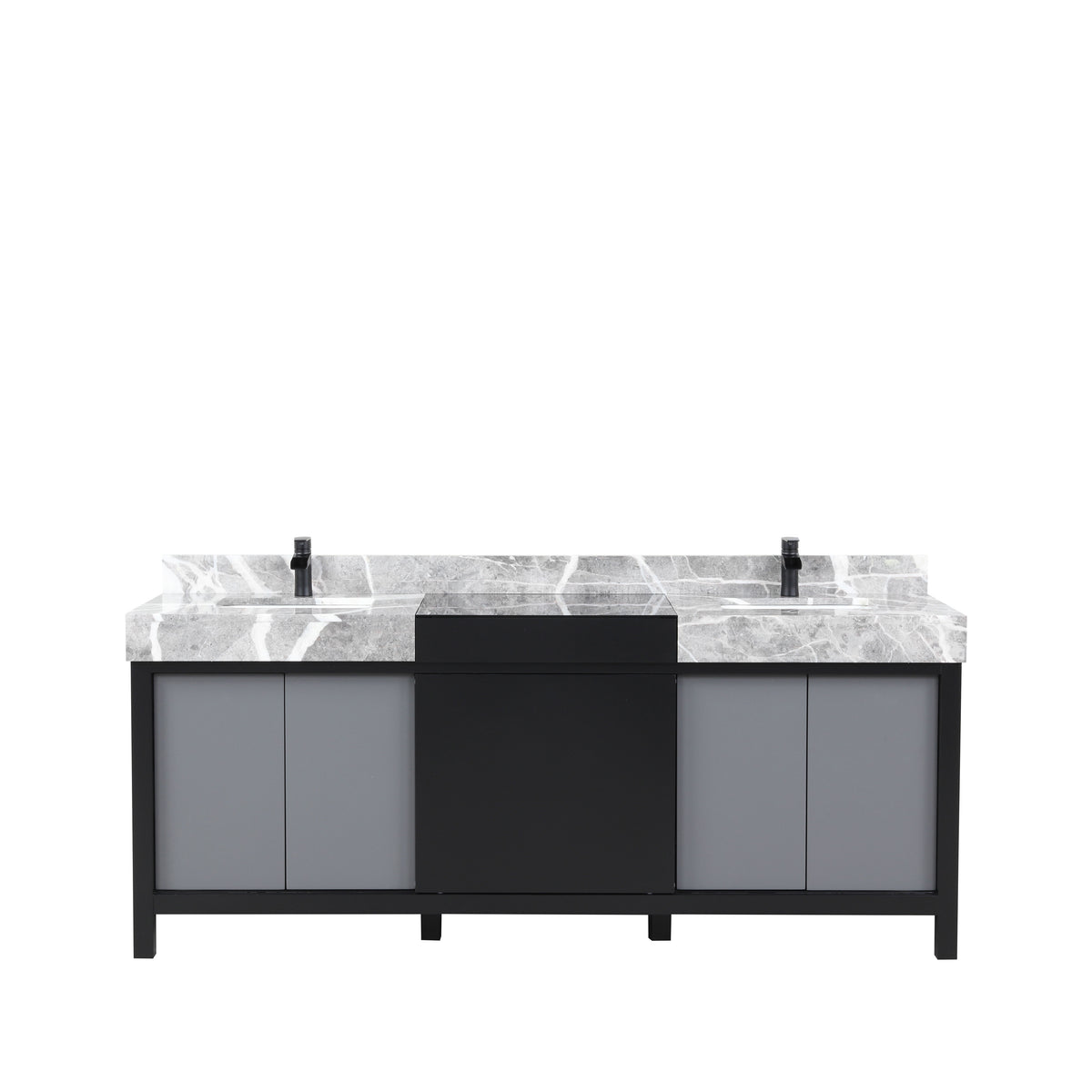 Lexora Zilara 80 in. Black and Grey Double Sink Bath Vanity