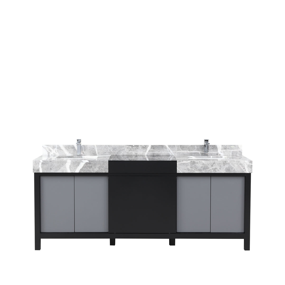 Lexora Zilara 80 in. Black and Grey Double Sink Bath Vanity