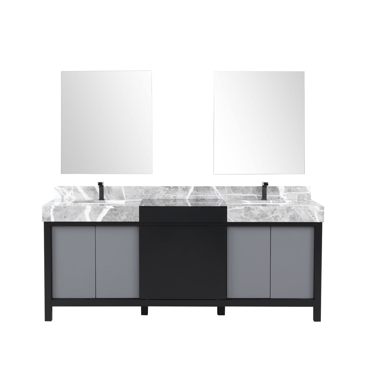 Lexora Zilara 80 in. Black and Grey Double Sink Bath Vanity