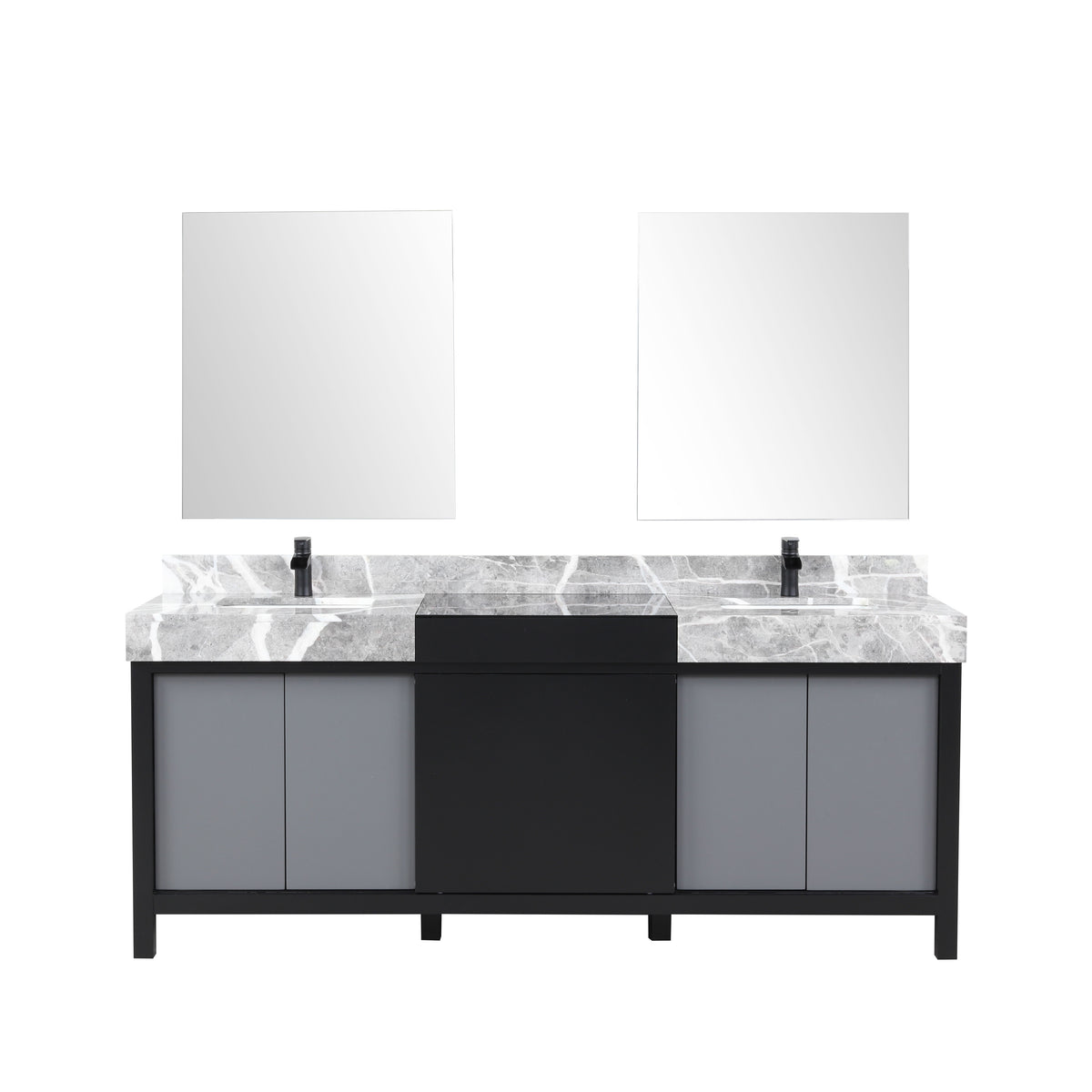 Lexora Zilara 80 in. Black and Grey Double Sink Bath Vanity