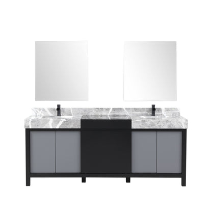 Lexora Zilara 80 in. Black and Grey Double Sink Bath Vanity