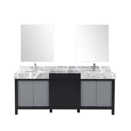 Lexora Zilara 80 in. Black and Grey Double Sink Bath Vanity