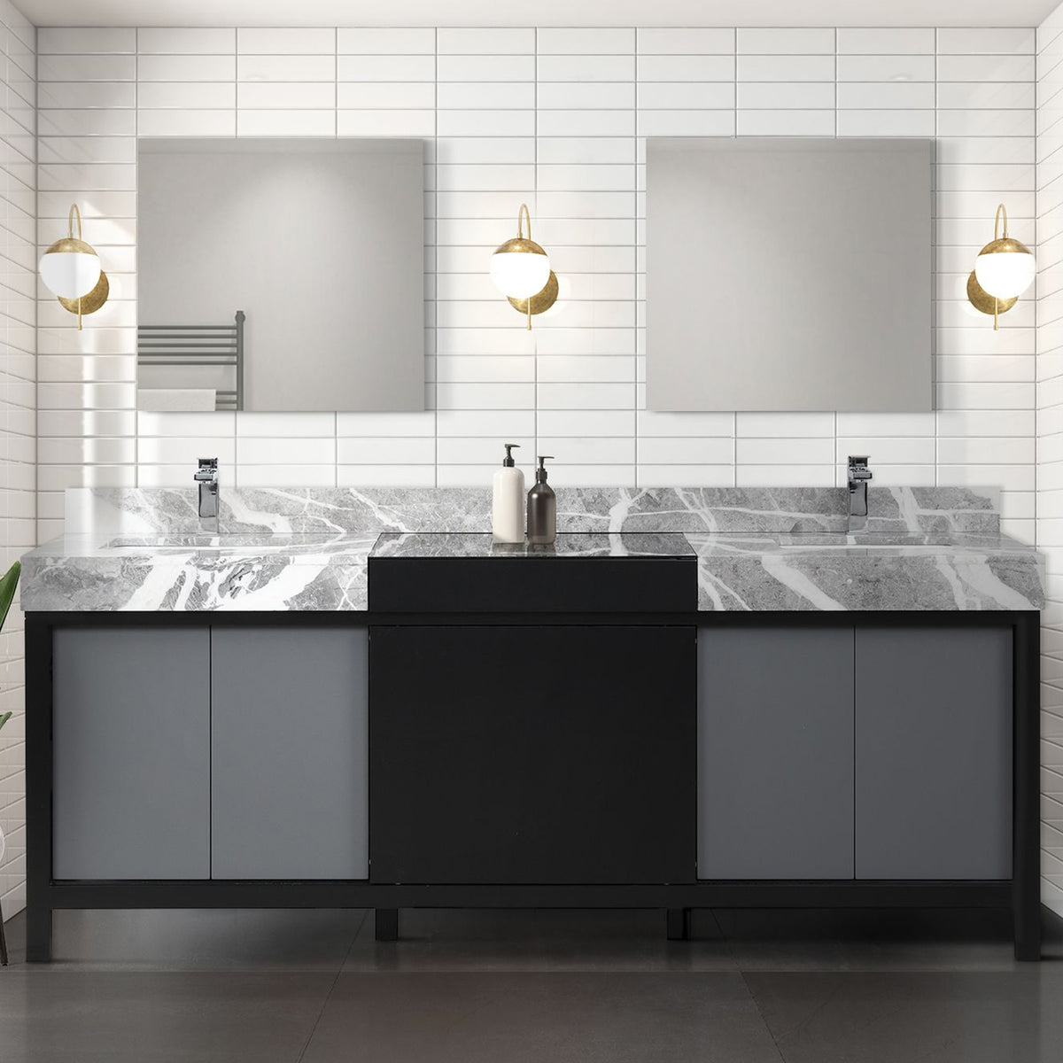 Lexora Zilara 84 in. Black and Grey Double Sink Bath Vanity