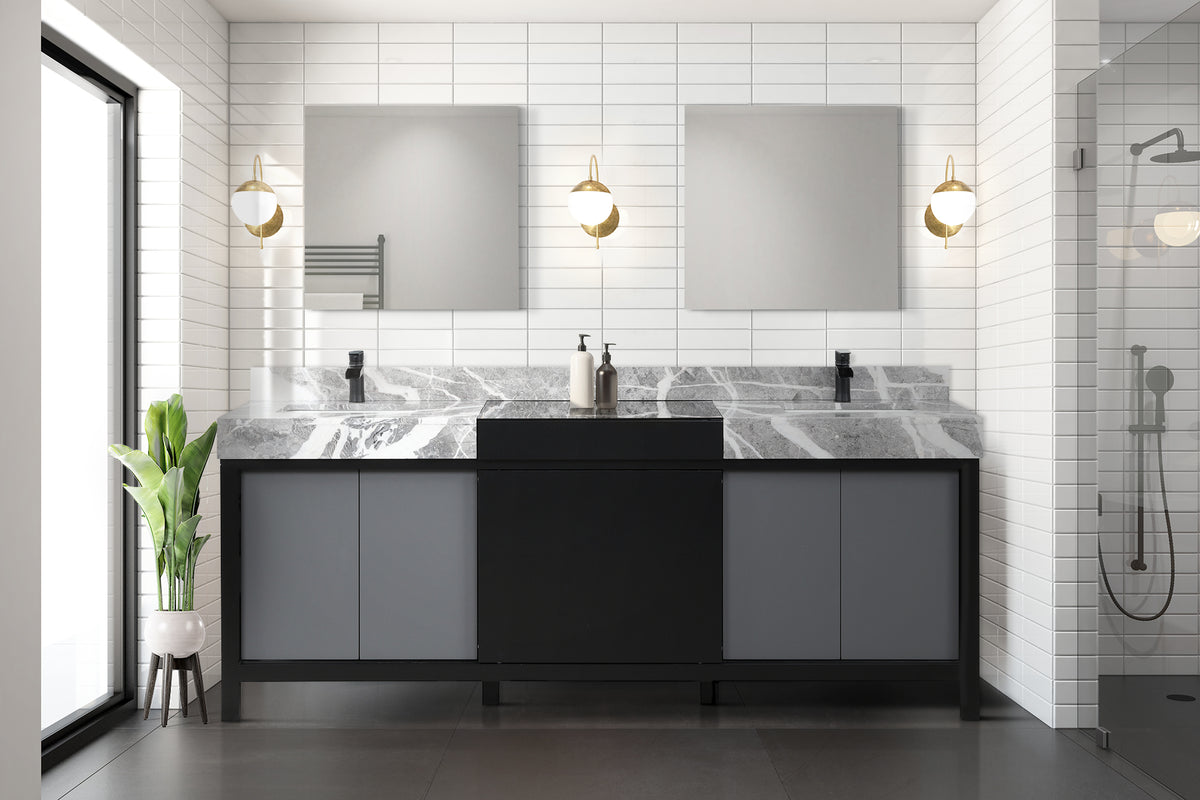 Lexora Zilara 84 in. Black and Grey Double Sink Bath Vanity
