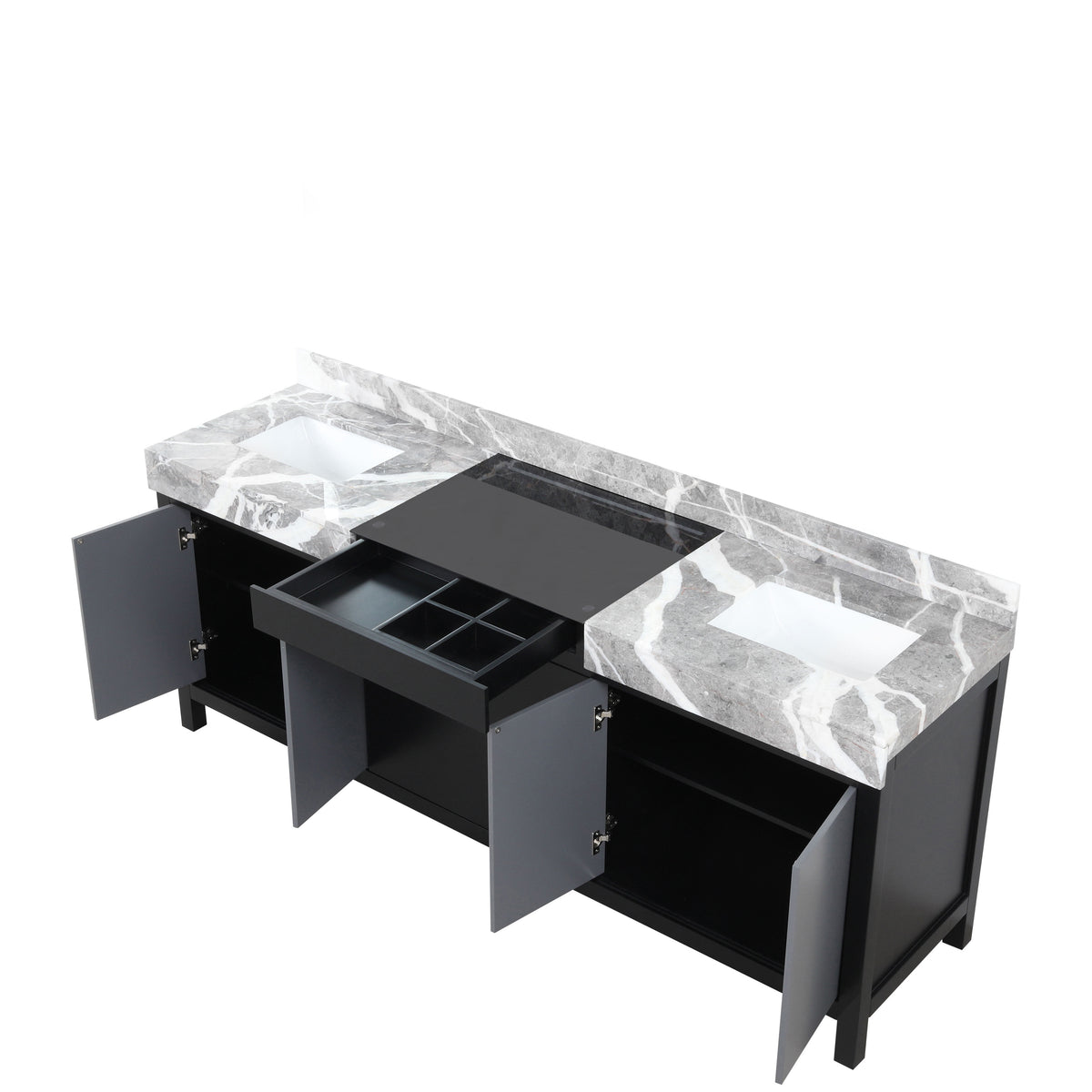 Lexora Zilara 84 in. Black and Grey Double Sink Bath Vanity