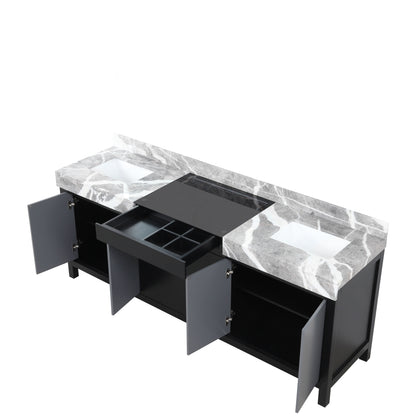 Lexora Zilara 84 in. Black and Grey Double Sink Bath Vanity