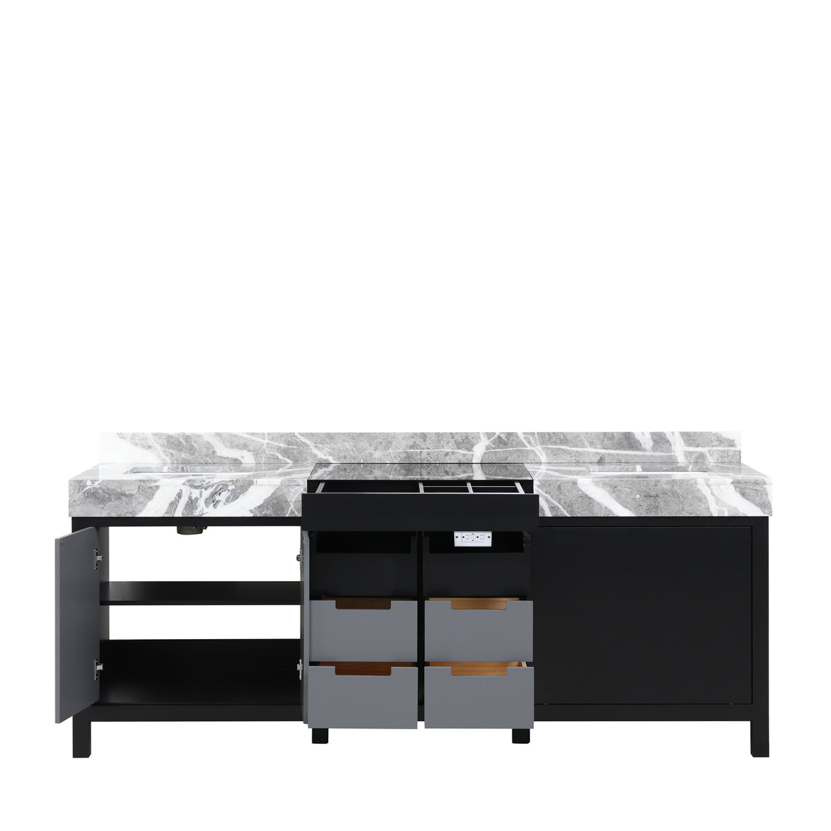 Lexora Zilara 84 in. Black and Grey Double Sink Bath Vanity