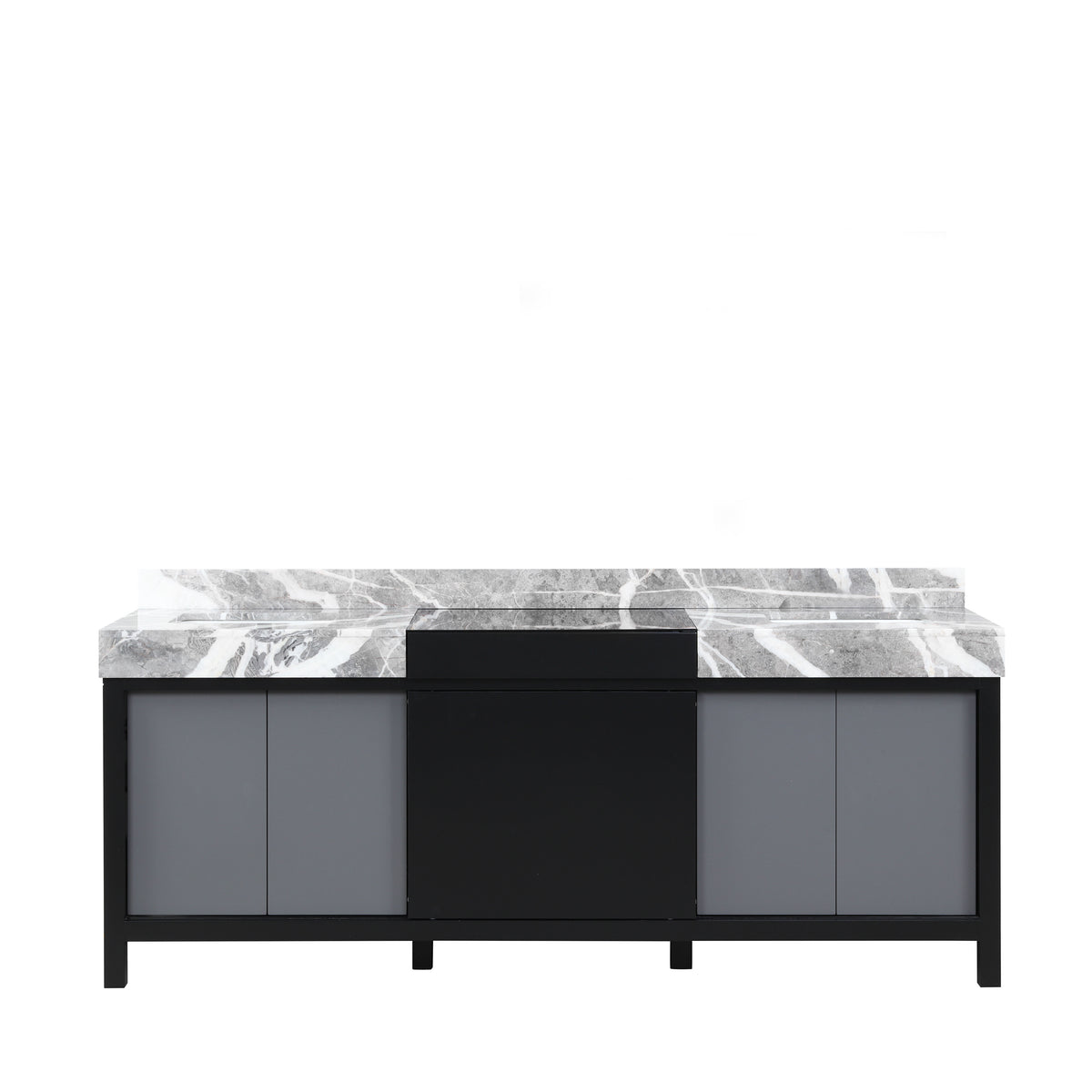 Lexora Zilara 84 in. Black and Grey Double Sink Bath Vanity
