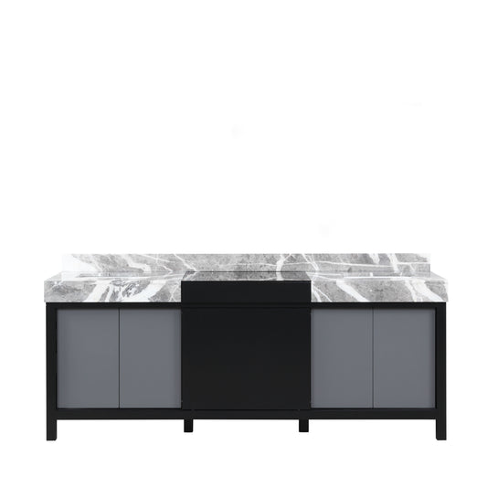 Lexora Zilara 84 in. Black and Grey Double Sink Bath Vanity