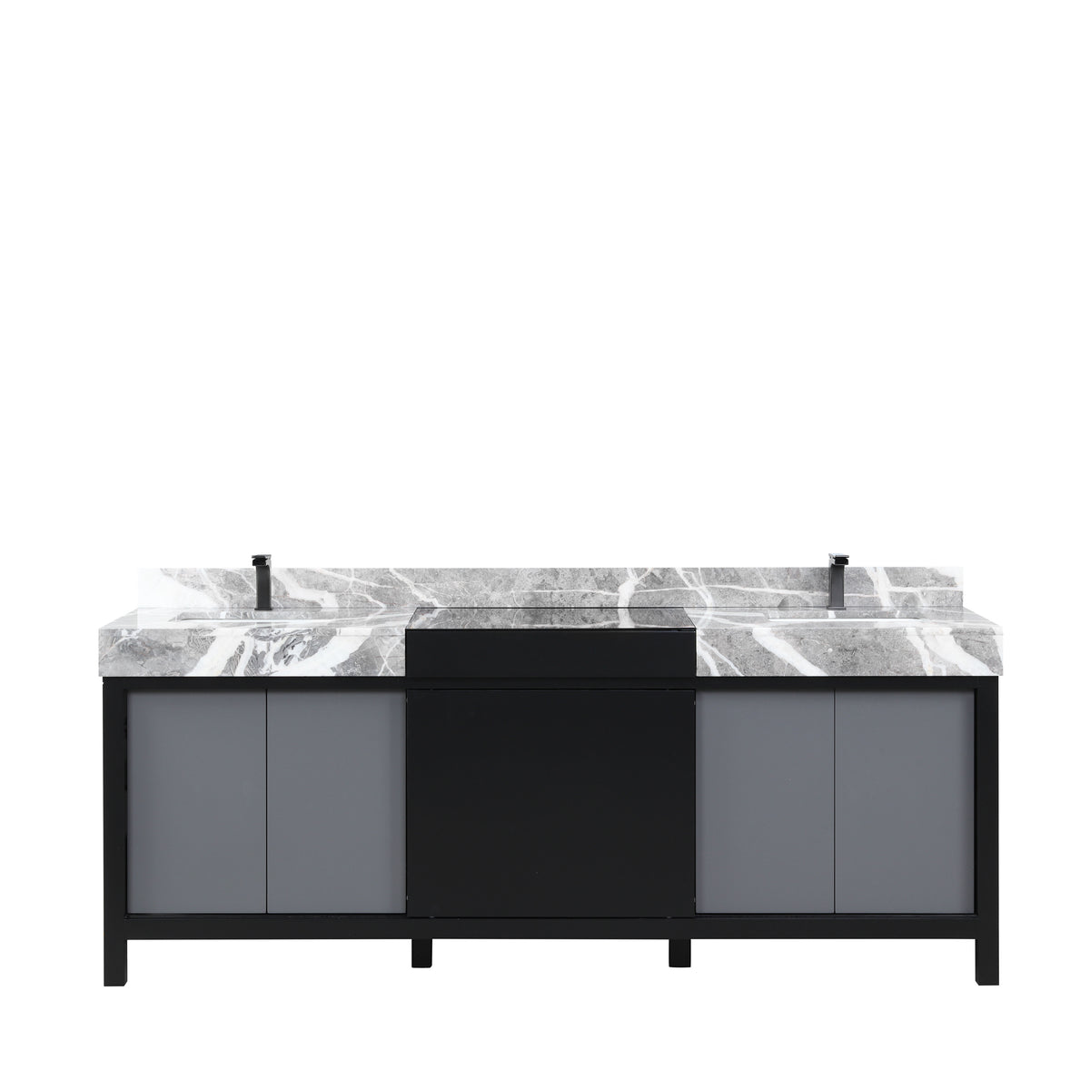 Lexora Zilara 84 in. Black and Grey Double Sink Bath Vanity
